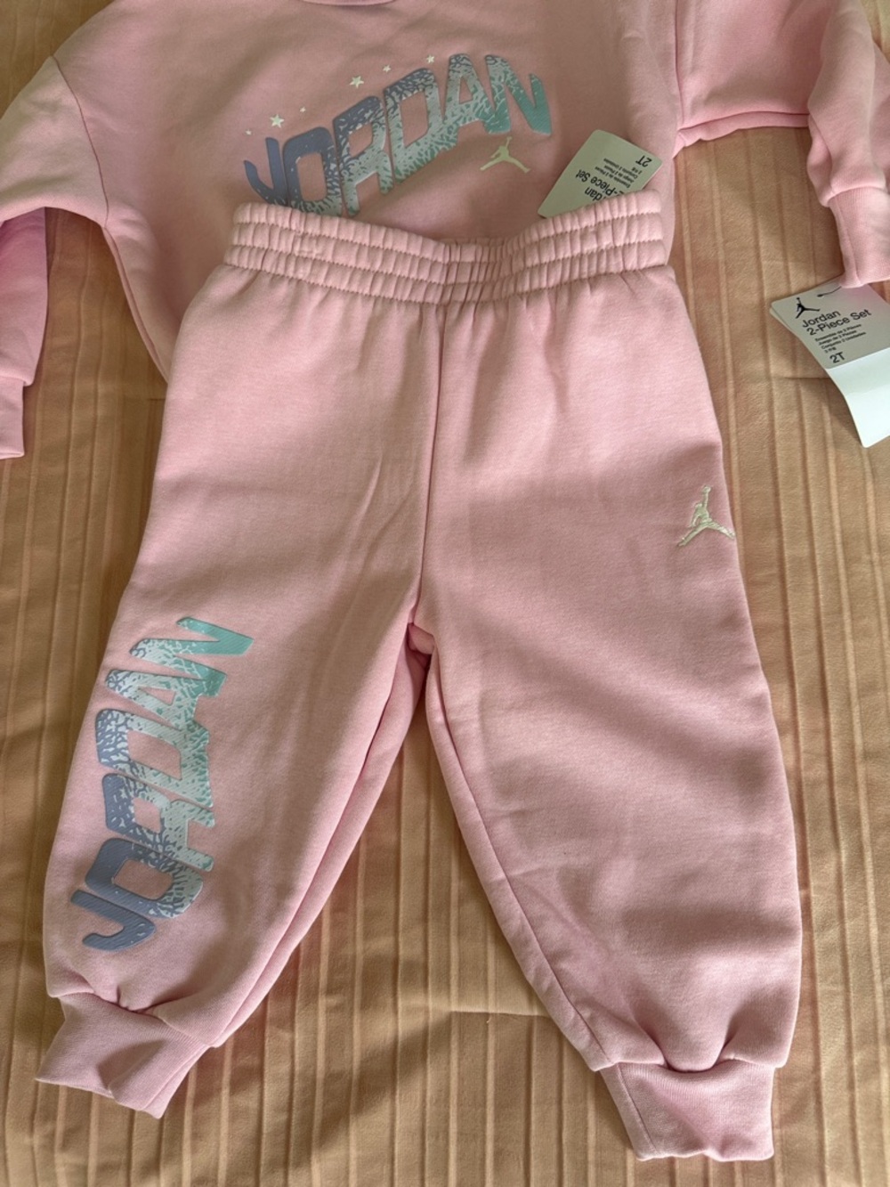 Jordan Jumpman Club Pink Bubble Fleece 2T Toddler Girl Sweatshirt & Joggers Set - Picture 6 of 12
